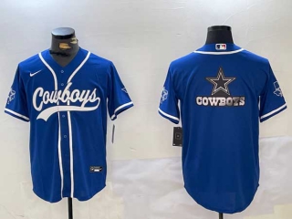 Men's NFL Dallas Cowboys Blank Royal With Texas Patch Stitched Nike Baseball Jersey (9)