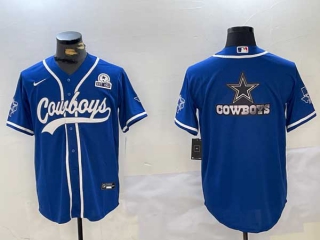 Men's NFL Dallas Cowboys Blank Royal With Texas Patch Stitched Nike Baseball Jersey (11)