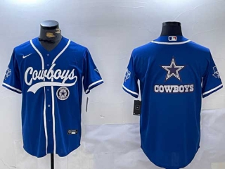 Men's NFL Dallas Cowboys Blank Royal With Texas Patch Stitched Nike Baseball Jersey (14)