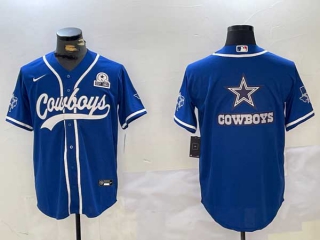 Men's NFL Dallas Cowboys Blank Royal With Texas Patch Stitched Nike Baseball Jersey (15)