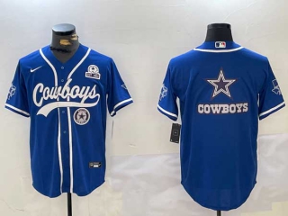 Men's NFL Dallas Cowboys Blank Royal With Texas Patch Stitched Nike Baseball Jersey (16)