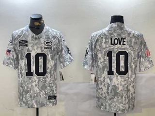 Men's NFL Green Bay Packers #10 Jordan Love Arctic Camo Nike 2024 Salute to Service Limited Jersey