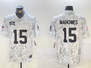 Men's NFL Kansas City Chiefs #15 Patrick Mahomes Arctic Camo Nike 2024 Salute to Service Limited Jersey