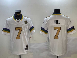 Men's NFL New Orleans Saints #7 Taysom Hill White 2024 FUSE Vapor Limited Stitched Nike Football Jerseys