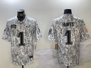 Men's NFL Philadelphia Eagles #1 Jalen Hurts Arctic Camo Nike 2024 Salute to Service Limited Jersey