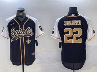 Men's NFL New Orleans Saints #22 Rashid Shaheed Black White Logo 1987 Legacy Cool Base Stitched Nike Baseball Jersey