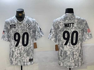 Men's NFL Pittsburgh Steelers #90 T.J. Watt Arctic Camo Nike 2024 Salute to Service Limited Jersey