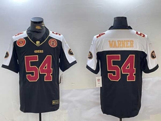 Men's NFL San Francisco 49ers #54 Fred Warner Black White FUSE With Patch Limited Stitched Nike Football Jerseys