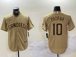 Men's MLB San Diego Padres #10 Jurickson Profar Brown Pinstripe Stitched Cool Base Nike Baseball Jersey