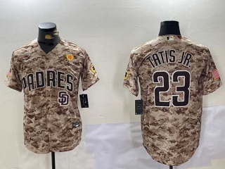 Men's MLB San Diego Padres #23 Fernando Tatis Jr Camo Logo PS Patch Stitched Cool Base Nike Baseball Jersey