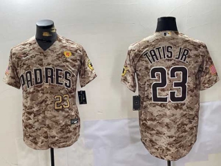 Men's MLB San Diego Padres #23 Fernando Tatis Jr Camo Number PS Patch Stitched Cool Base Nike Baseball Jersey