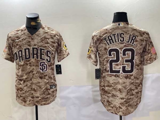 Men's MLB San Diego Padres #23 Fernando Tatis Jr Camo Logo Stitched Cool Base Nike Baseball Jersey