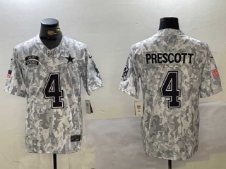 Men's NFL Dallas Cowboys #4 Dak Prescott Arctic Camo 2024 Salute to Service Stitched Nike Football Jersey