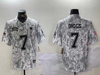 Men's NFL Dallas Cowboys #7 Trevon Diggs Arctic Camo 2024 Salute to Service Stitched Nike Football Jersey