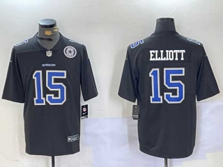 Men's NFL Dallas Cowboys #15 Ezekiel Elliott Black Logo Patch Throwback Vapor Limited Stitched Nike Football Jersey