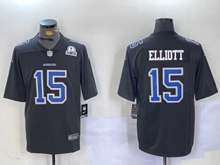 Men's NFL Dallas Cowboys #15 Ezekiel Elliott Black With 1960 Patch Throwback Vapor Limited Stitched Nike Football Jersey