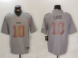 Men's NFL Green Bay Packers #10 Jordan Love Grey With Patch Atmosphere Fashion Stitched Limited Nike Football Jersey