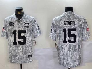 Men's NFL Green Bay Packers #15 Bart Starr Arctic Camo 2024 Salute to Service Stitched Nike Football Jersey