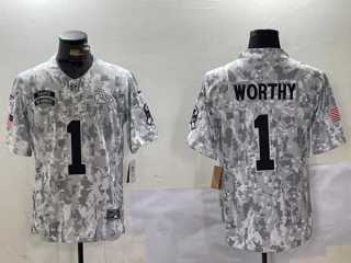 Men's NFL Kansas City Chiefs #1 Xavier Worthy Arctic Camo 2024 Salute to Service Stitched Nike Football Jersey