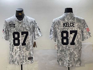 Men's NFL Kansas City Chiefs #87 Travis Kelce Arctic Camo 2024 Salute to Service Stitched Nike Football Jersey