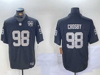 Men's NFL Las Vegas Raiders #98 Maxx Crosby Black FUSE Vapor 65th Patch Stitched Nike Football Jersey