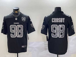 Men's NFL Las Vegas Raiders #98 Maxx Crosby Black Split Vapor 65th Patch Stitched Nike Football Jersey