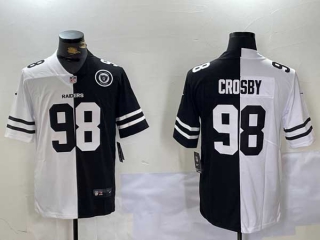 Men's NFL Las Vegas Raiders #98 Maxx Crosby White Black Logo Split Vapor Stitched Nike Football Jersey