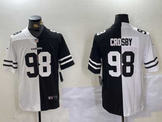 Men's NFL Las Vegas Raiders #98 Maxx Crosby White Black Split Vapor Stitched Nike Football Jersey