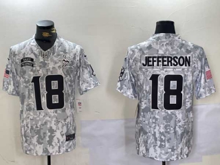 Men's NFL Minnesota Vikings #18 Justin Jefferson Arctic Camo 2024 Salute to Service Stitched Nike Football Jersey