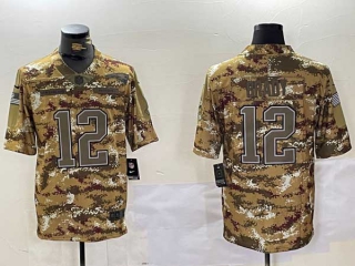 Men's NFL New England Patriots #12 Tom Brady Camo Salute to Service Vapor Stitched Nike Football Jersey