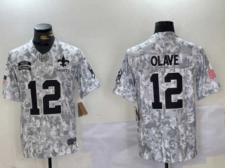 Men's NFL New Orleans Saints #12 Chris Olave Arctic Camo 2024 Salute to Service Stitched Nike Football Jersey