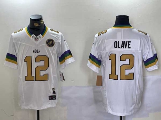 Men's NFL New Orleans Saints #12 Chris Olave White Logo 2024 F.U.S.E. Vapor Limited Stitched Nike Football Jerseys