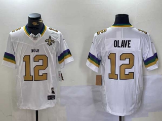 Men's NFL New Orleans Saints #12 Chris Olave White Logo 2024 F.U.S.E. Vapor Limited Stitched Nike Football Jersey