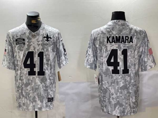 Men's NFL New Orleans Saints #41 Alvin Kamara Arctic Camo 2024 Salute to Service Stitched Nike Football Jersey