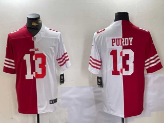 Men's NFL San Francisco 49ers #13 Brock Purdy Red White Split Vapor Stitched Nike Football Jersey