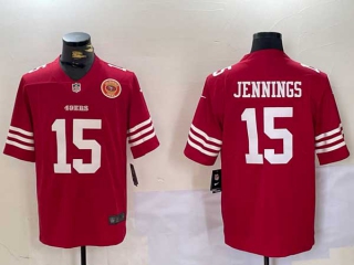 Men's NFL San Francisco 49ers #15 Jauan Jennings Red Logo Vapor Untouchable Limited Stitched Nike Football Jersey