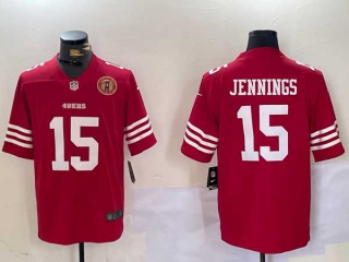 Men's NFL San Francisco 49ers #15 Jauan Jennings Red With Gate Bridge Patch Vapor Untouchable Limited Stitched Nike Football Jersey