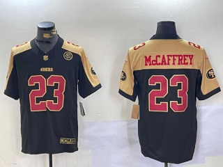 Men's NFL San Francisco 49ers #23 Christian McCaffrey Balck Golden FUSE Vapor Limited Stitched Nike Football Jersey (1)