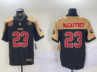 Men's NFL San Francisco 49ers #23 Christian McCaffrey Balck Golden FUSE Vapor Limited Stitched Nike Football Jersey (2)