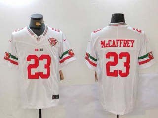 Men's NFL San Francisco 49ers #23 Christian McCaffrey White 75th Anniversary Mexico Edition Vapor Stitched Nike Football Jersey