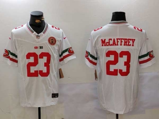 Men's NFL San Francisco 49ers #23 Christian McCaffrey White With Gate Bridge Patch Mexico Edition Vapor Stitched Nike Football Jersey