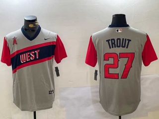 Men's MLB Los Angeles Angels #27 Mike Trout Gray 2021 Little League Classic Nike Jersey (1)