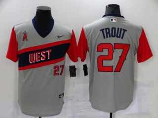 Men's MLB Los Angeles Angels #27 Mike Trout Gray 2021 Little League Classic Nike Jersey (2)