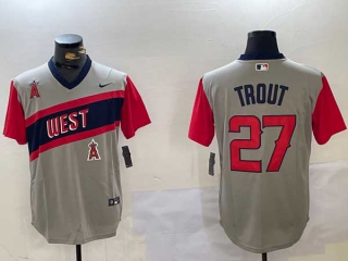 Men's MLB Los Angeles Angels #27 Mike Trout Gray 2021 Little League Classic Nike Jersey (4)