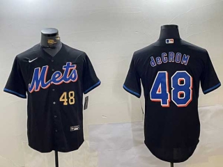 Men's MLB New York Mets #48 Jacob deGrom Black 2022 Alternate Stitched Nike Baseball Jersey (3)