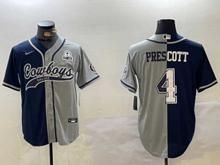 Men's NFL Dallas Cowboys #4 Dak Prescott Navy Grey Two Tone With 1960 Patch Cool Base Stitched Nike Baseball Jersey