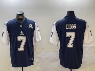 Men's NFL Dallas Cowboys #7 Trevon Diggs Navy Blue FUSE Vapor Thanksgiving 1960 Patch Limited Stitched Jersey