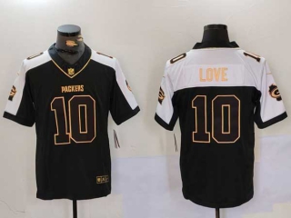 Men's NFL Green Bay Packers #10 Jordan Love Black White Limited Stitched Nike Football Jersey (1)