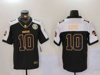 Men's NFL Green Bay Packers #10 Jordan Love Black White Limited Stitched Nike Football Jersey (2)