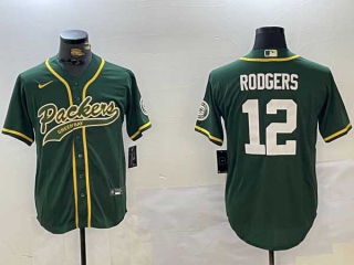 Men's NFL Green Bay Packers #12 Aaron Rodgers Green Cool Base Stitched Nike Baseball Jersey